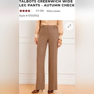 SOLD...... Talbots Greenwich Wide Leg Tweed Plaid Pants